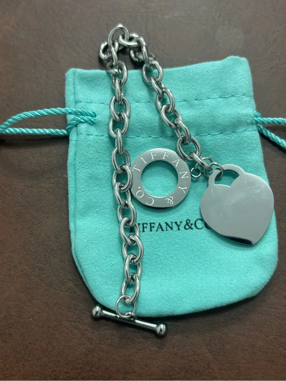Tiffany & Co. Sterling Silver Heart Tag Toggle Bracelet in Signature Blue